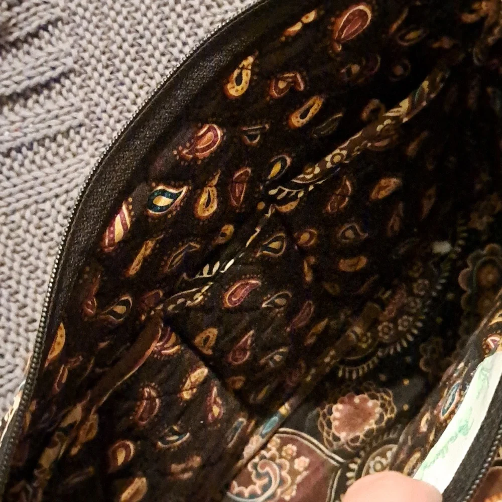 Vera Bradley Brown Black Paisley Quilted Shoulder Bag
